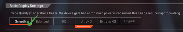 Smooth is the best graphics in Apex Legends Mobile to increase fps.