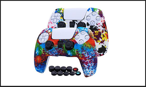 PS5 Controller Skins,RALAN Laser Carving Dragon Silicone Cover Skins for Playstation 5 ontroller 8 Thumb Grips & 4 Paw Grips Caps. 