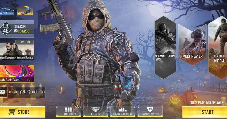 Halloween background main menu in Call of Duty Mobile new update.