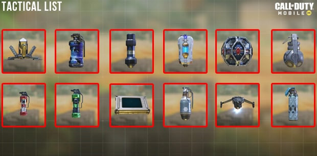 Call of Duty Mobile Tactical Throwable list
