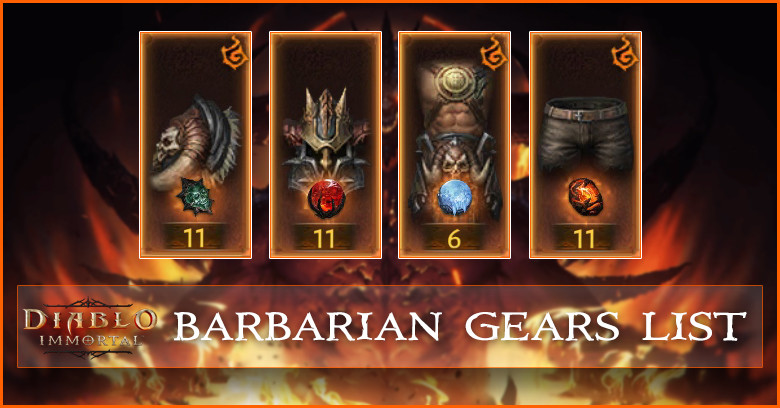 Barbarian Gears List - All Legendary Gears