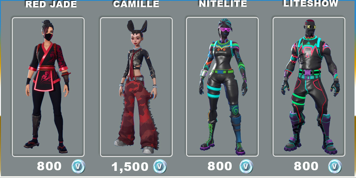 Neon Glow & Red Jade & Camille Outfit Skins | Fortnite - zilliongamer