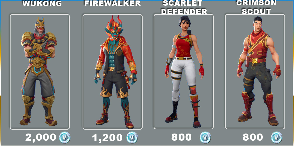 Wukong & Firewalker & Scarlet Defender & Crimson Scout Fortnite Skins - zilliongamer