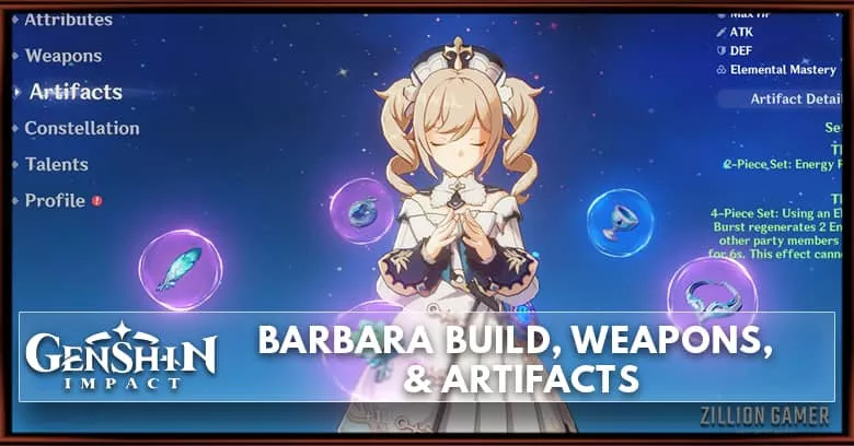 Barbara Build Weapons Artifacts Genshin Impact Zilliongamer