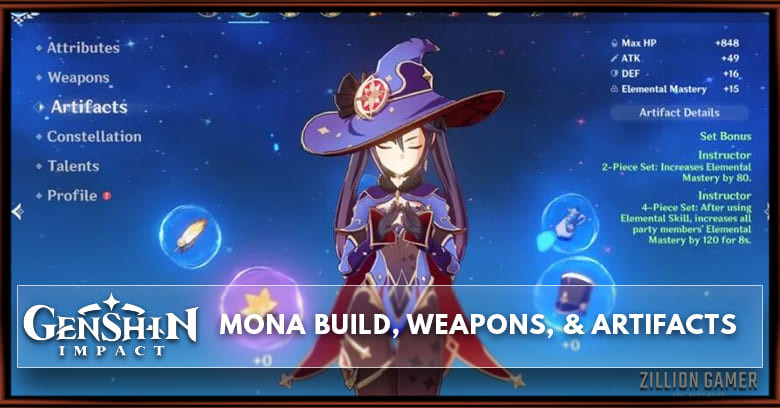 Mona Build, Weapons, & Artifacts