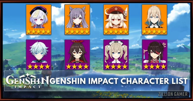 Genshin Impact Characters List All Available Character Zilliongamer