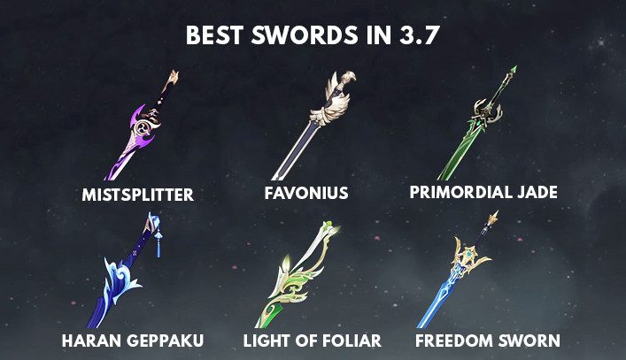 Genshin Impact Best Weapons 3.7 : Swords - zilliongamer