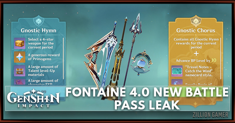 Genshin Impact Fontaine 4.0 Battle Pass Leaks - Stats, Effect & Detail