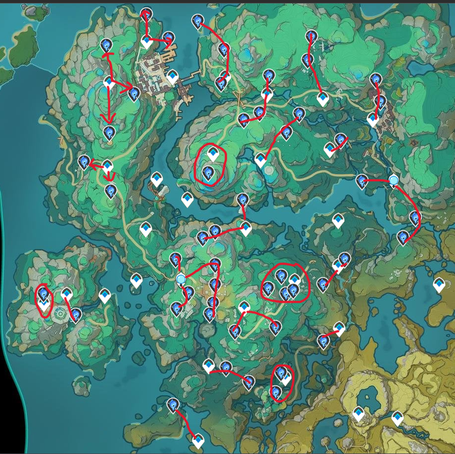 Spirit Carp Location Map Farm Route Genshin Impact
