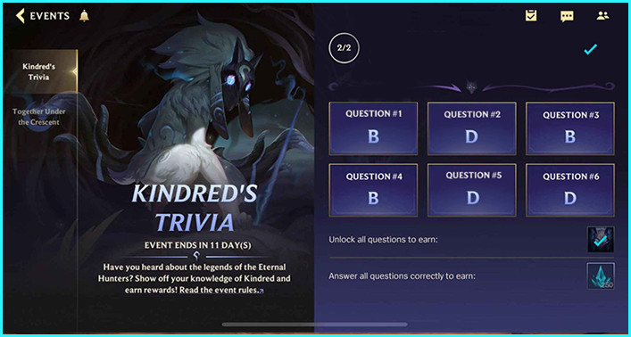 All True Answers To Kindreds Trivia Event in Wild Rift - zilliongamer