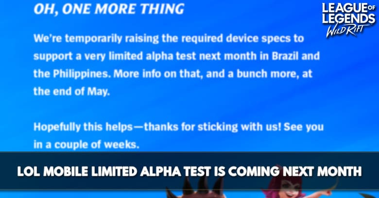 LoL Mobile Limited Alpha Test Is Coming Next Month