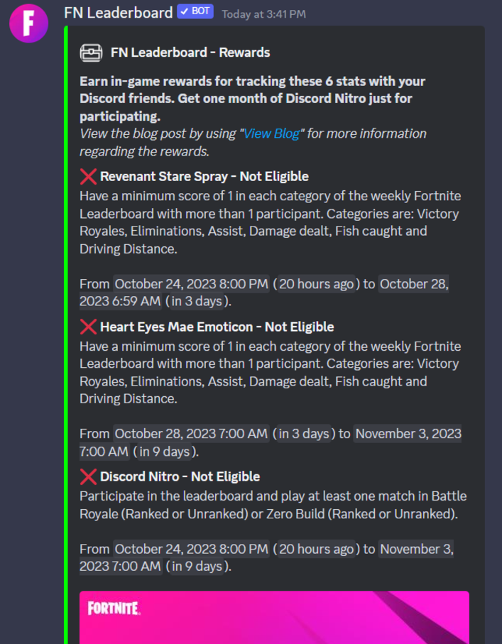 The Fortnite Leaderboard in Discord Returns with In-Game and Nitro Rewards!