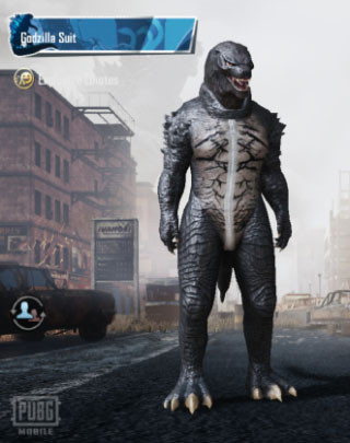 Front View of Godzilla Suit in PUBG MOBILE.