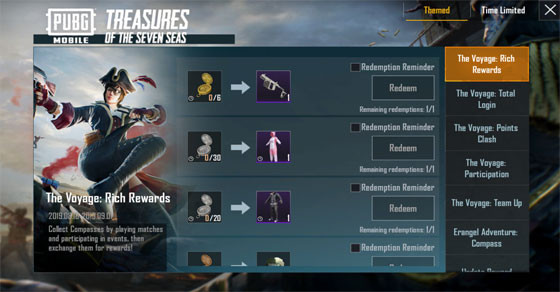 Reward List from Treasure Of The Seven Sea | PUBG MOBILE - zilliongamer