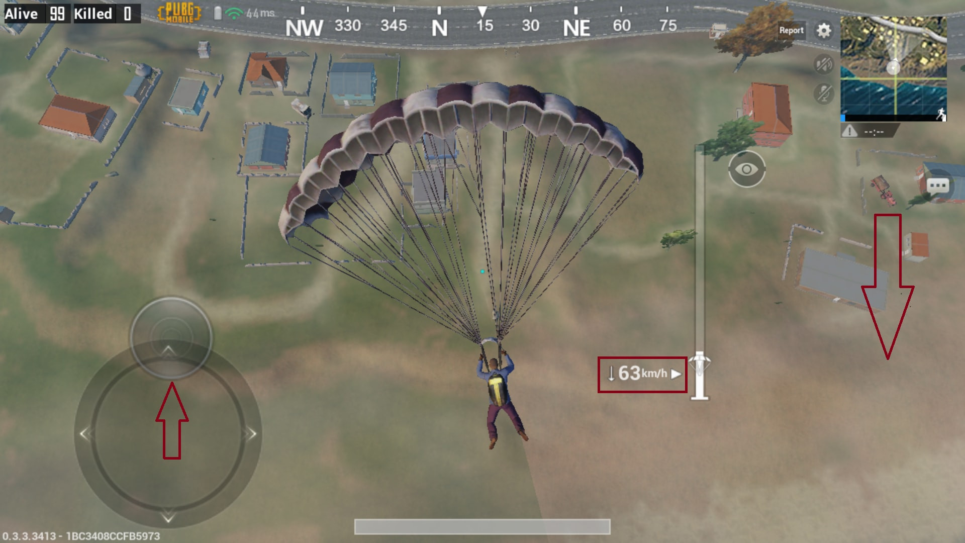 Drop down faster after releasing parachute