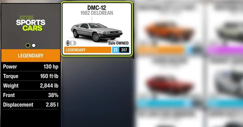 1982 Delorean DMC-12 | Forza Horizon 6 FH6 car: 1982 Delorean DMC-12.