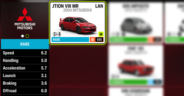 04' Lancer EVO VIII MR | Forza Horizon 6 FH6 car: 2004 Mitsubishi Lancer Evolution VIII MR.