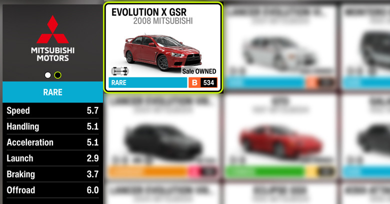 2008 Mitsubishi Lancer Evolution X GSR | Forza Horizon 6 FH6 Car: 08' Lancer Evo X GSR.