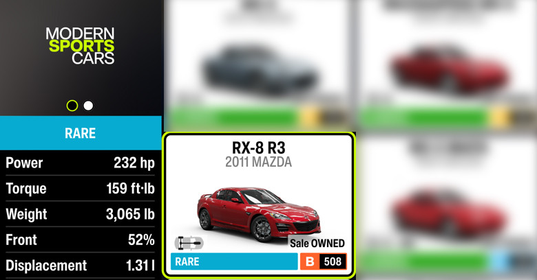 Mazda RX-8 R3 | Forza Horizon 6 FH6 car: 2011 Mazda RX-8 R3