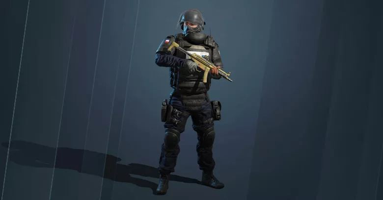 Rainbow Six Mobile Rook operator full body character model.