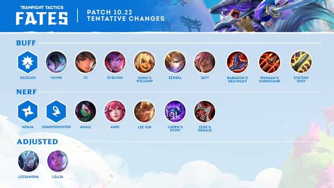 TFT Patch 10.22 Notes - zilliongamer