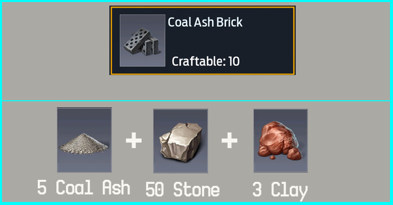 Coal Ash Brick How To Craft Undawn - zilliongamer