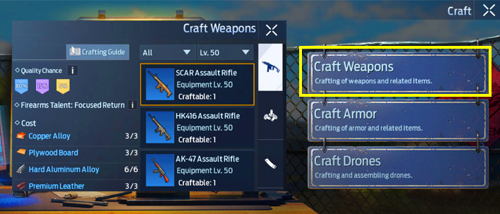 Craft Weapon Firearms Master XP in Undawn