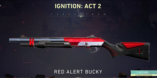 Act 2 Battle Pass Skin: Red Alert Bucky | Valorant - zilliongamer