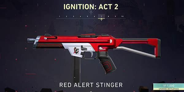 Act 2 Battle Pass Skin: Red Alert Stinger | Valorant - zilliongamer