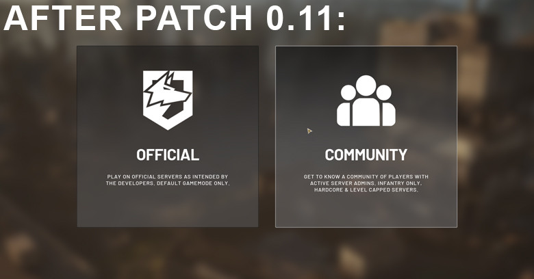 Server Browser After Patch 0.11 How server browser will look like in WARDOGS 0.11