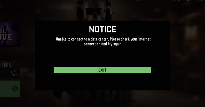 Unable to connect to a data center Warzone Mobile fix