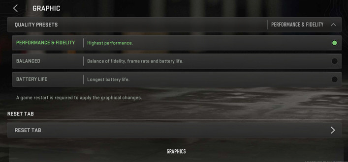 Warzone Mobile Graphic Quality Preset