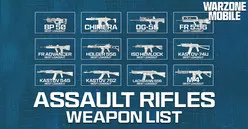 Warzone Mobile Assault Rifle weapon list