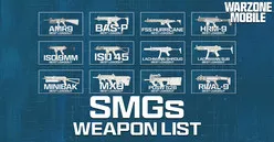Warzone Mobile SMG weapon list