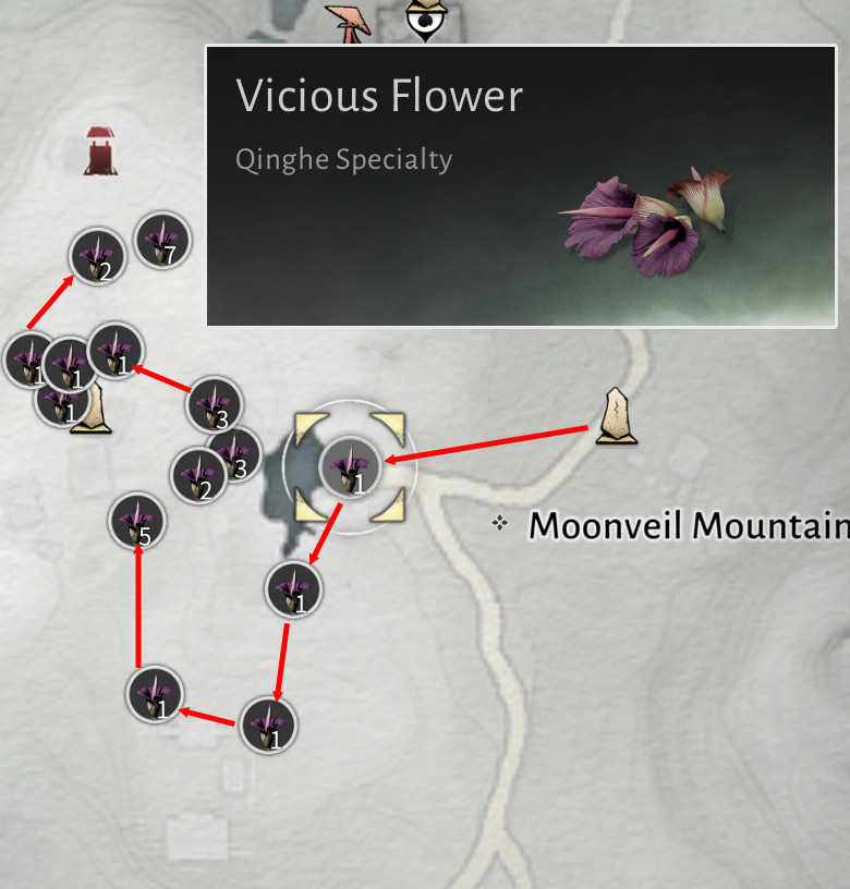 WWM Vicious Flower location on the map.