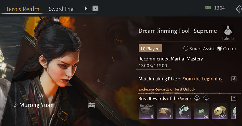 Martial Mastery number is only for Hero's Realm in Where Winds Meet