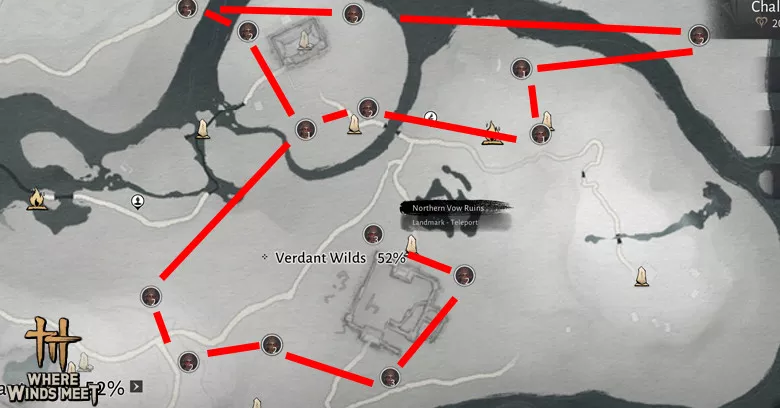 My route #1 of farming Lock in Where Winds Meet