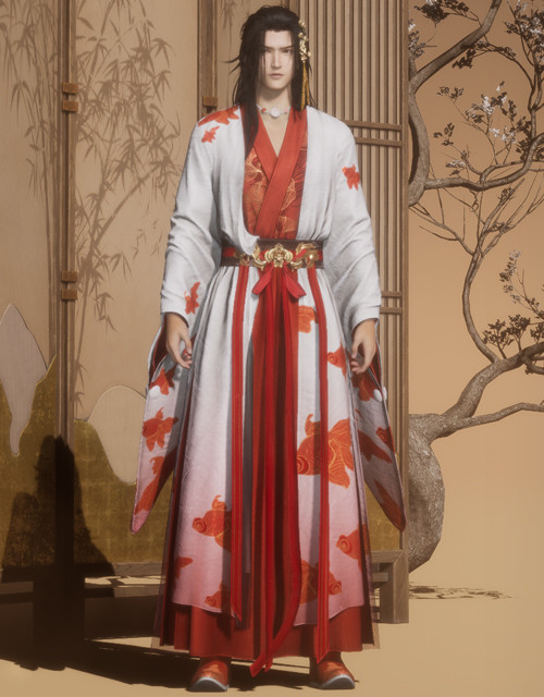 Golden Scales (M) | Where Winds Meet Where Winds Meet Golden Scales male outfit.