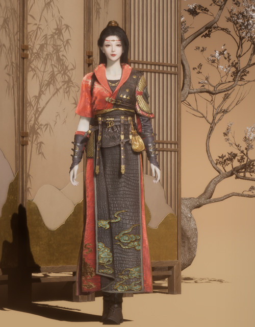 Where Winds Meet Scarlet Sparrow female outfit.